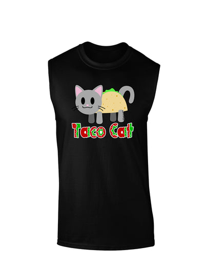 Cute Taco Cat Design Text Dark Muscle Shirt by TooLoud-TooLoud-Black-Small-Davson Sales