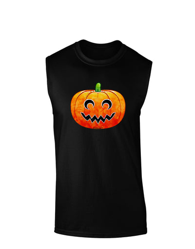 Jack-O-Lantern Watercolor Dark Muscle Shirt-TooLoud-Black-Small-Davson Sales