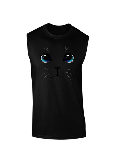 Blue-Eyed Cute Cat Face Dark Muscle Shirt