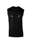 TooLoud Yellow Amber-Eyed Cute Cat Face Dark Muscle Shirt