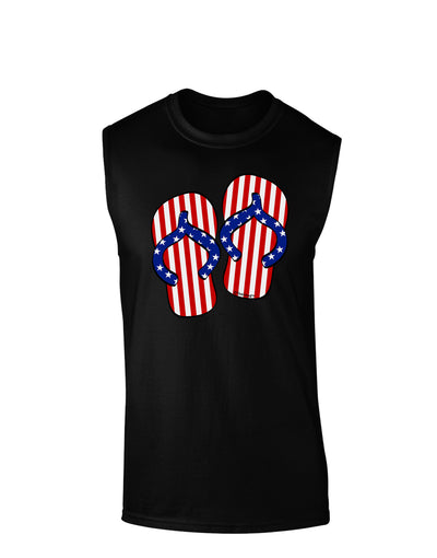 Stars and Stripes Flip Flops Dark Muscle Shirt-TooLoud-Black-Small-Davson Sales