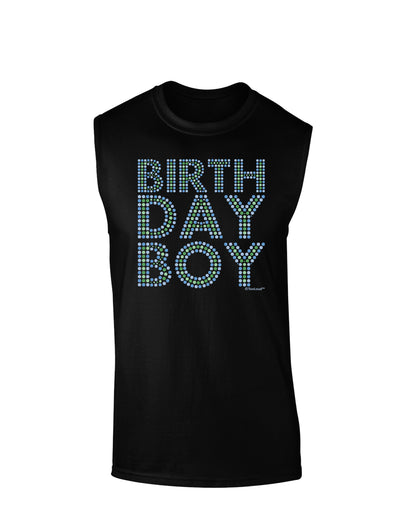 Birthday Boy - Blue and Green Dots Dark Muscle Shirt  by TooLoud