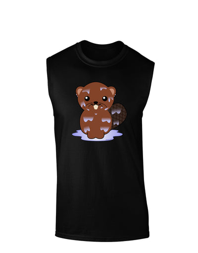 Cute Wet Beaver Dark Muscle Shirt-TooLoud-Black-Small-Davson Sales