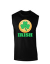 Shamrock Button - Irish Dark Muscle Shirt by TooLoud-TooLoud-Black-Small-Davson Sales