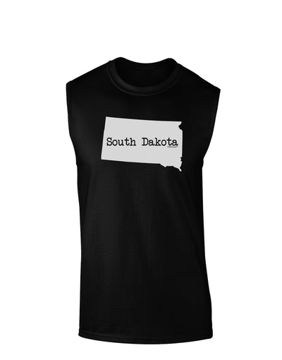 South Dakota - United States Shape Dark Muscle Shirt by TooLoud-TooLoud-Black-Small-Davson Sales