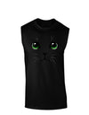 Green-Eyed Cute Cat Face Dark Muscle Shirt