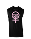 Pink Distressed Feminism Symbol Dark Muscle Shirt-TooLoud-Black-Small-Davson Sales