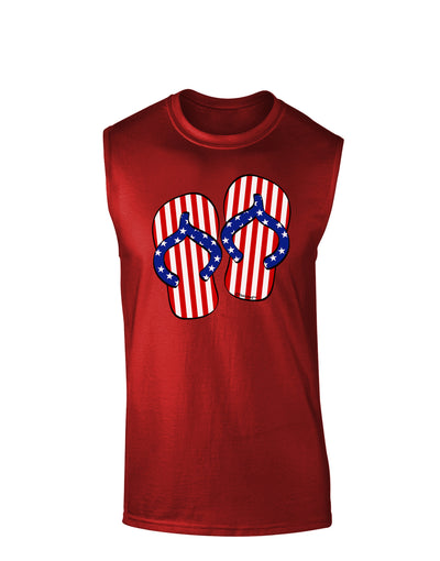 Stars and Stripes Flip Flops Dark Muscle Shirt-TooLoud-Red-Small-Davson Sales