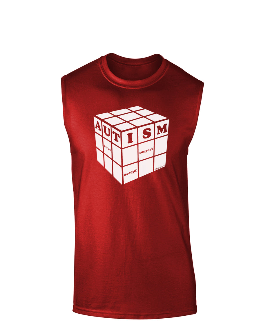 Autism Awareness - Cube B & W Dark Muscle Shirt-TooLoud-Black-Small-Davson Sales