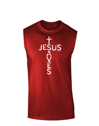 Jesus Saves - Cross Shape Design Dark Muscle Shirt by TooLoud-TooLoud-Red-Small-Davson Sales
