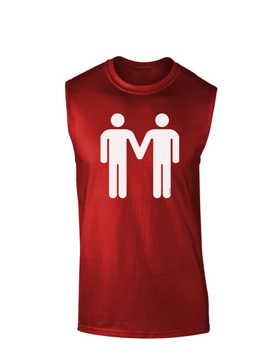 Gay Men Holding Hands Symbol Dark Muscle Shirt-TooLoud-Red-Small-Davson Sales
