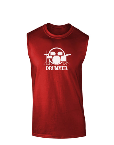 Drummer Dark Muscle Shirt-TooLoud-Red-Small-Davson Sales