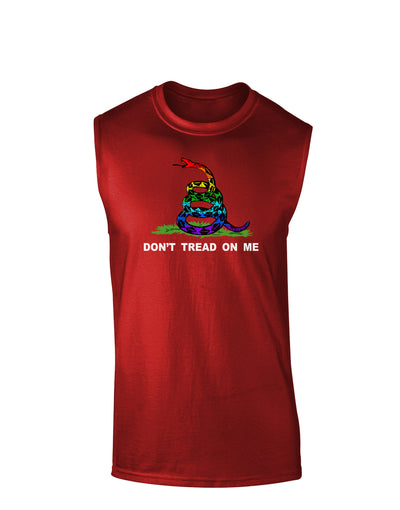 LGBT Freedom Rainbow Don't Tread on Me Dark Muscle Shirt-TooLoud-Red-Small-Davson Sales
