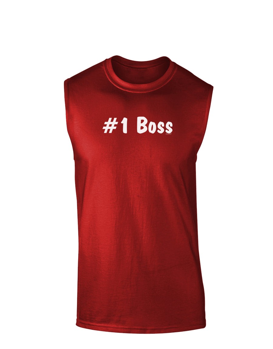 #1 Boss Text - Boss Day Dark Muscle Shirt-TooLoud-Black-Small-Davson Sales