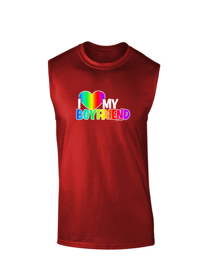 I Heart My Boyfriend - Rainbow Dark Muscle Shirt-TooLoud-Red-Small-Davson Sales
