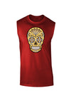 TooLoud Version 8 Gold Day of the Dead Calavera Dark Muscle Shirt-TooLoud-Red-Small-Davson Sales