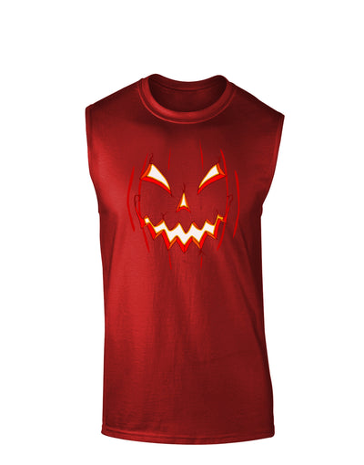 Scary Glow Evil Jack O Lantern Pumpkin Dark Muscle Shirt-TooLoud-Red-Small-Davson Sales