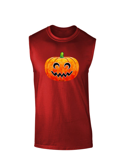 Jack-O-Lantern Watercolor Dark Muscle Shirt-TooLoud-Red-Small-Davson Sales