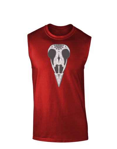 Black and White Mystic Bird Skull Day of the Dead Dark Muscle Shirt-TooLoud-Red-Small-Davson Sales
