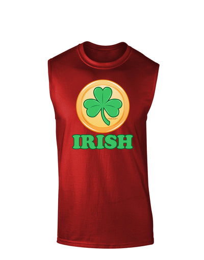 Shamrock Button - Irish Dark Muscle Shirt by TooLoud-TooLoud-Red-Small-Davson Sales
