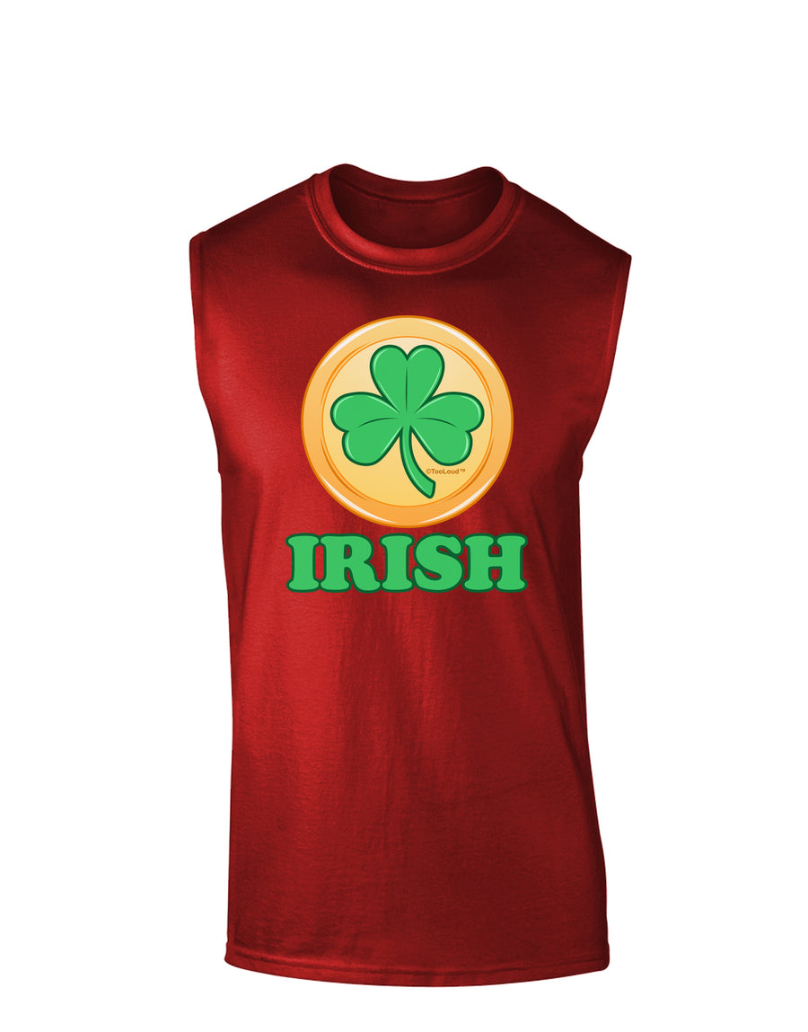 Shamrock Button - Irish Dark Muscle Shirt by TooLoud-TooLoud-Black-Small-Davson Sales