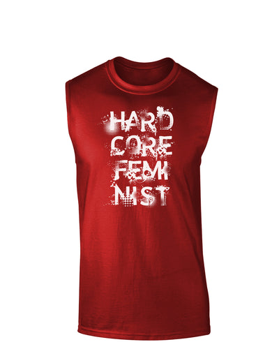 Hardcore Feminist Dark Muscle Shirt-TooLoud-Red-Small-Davson Sales