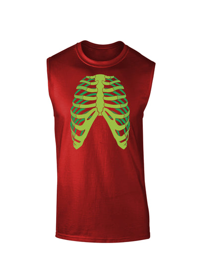 Human Green Skeleton Bones Ribcage Dark Muscle Shirt-TooLoud-Red-Small-Davson Sales
