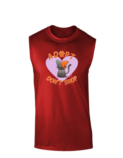 Adopt Don't Shop Cute Kitty Dark Muscle Shirt-TooLoud-Red-Small-Davson Sales