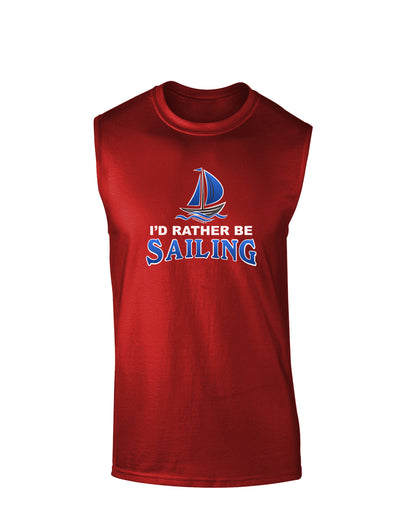 I'd Rather Be Sailing Dark Muscle Shirt-TooLoud-Red-Small-Davson Sales