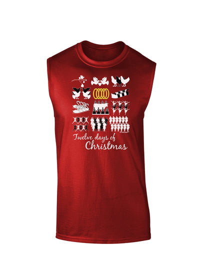 12 Days of Christmas Text Color Dark Muscle Shirt-TooLoud-Red-Small-Davson Sales