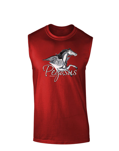 Pegasus Color Illustration Dark Muscle Shirt-TooLoud-Red-Small-Davson Sales