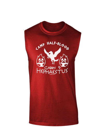 Cabin 9 Hephaestus Half Blood Dark Muscle Shirt-TooLoud-Red-Small-Davson Sales