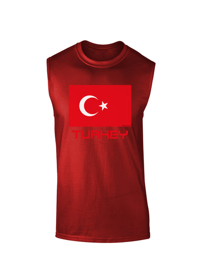 Turkey Flag with Text Dark Muscle Shirt by TooLoud-TooLoud-Red-Small-Davson Sales