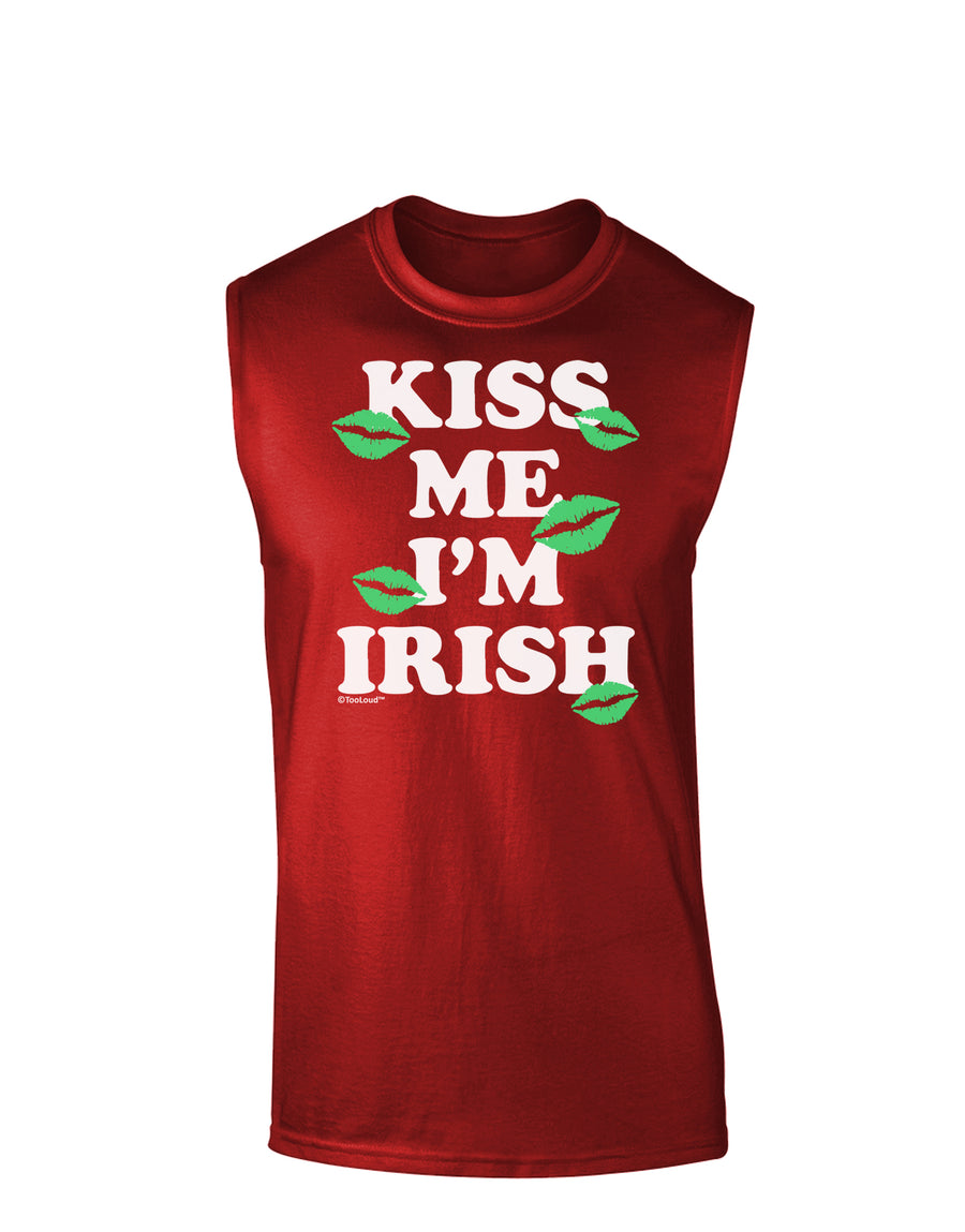 Kiss Me I'm Irish - Green Kisses Dark Muscle Shirt by TooLoud-Mens T-Shirt-TooLoud-Black-Small-Davson Sales