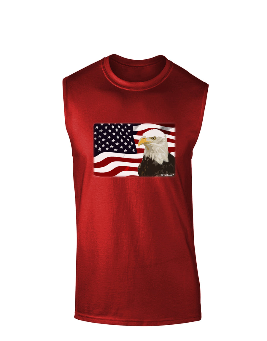 Patriotic USA Flag with Bald Eagle Dark Muscle Shirt by TooLoud-TooLoud-Black-Small-Davson Sales