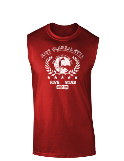 Best Grandpa Ever Distressed Collegiate Dark Muscle Shirt-TooLoud-Red-Small-Davson Sales