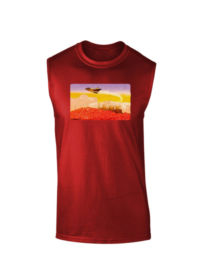 Planet Mars Watercolor Dark Muscle Shirt-TooLoud-Red-Small-Davson Sales