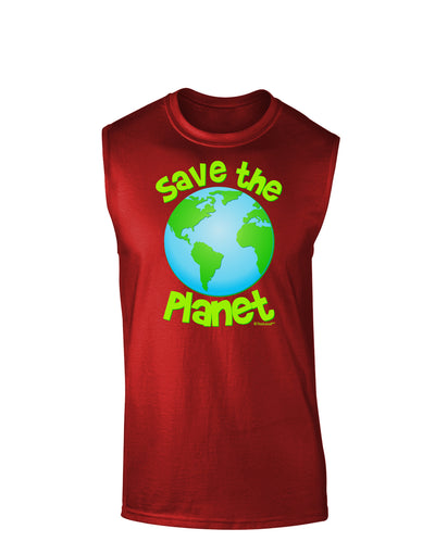 Save the Planet - Earth Dark Muscle Shirt-TooLoud-Red-Small-Davson Sales