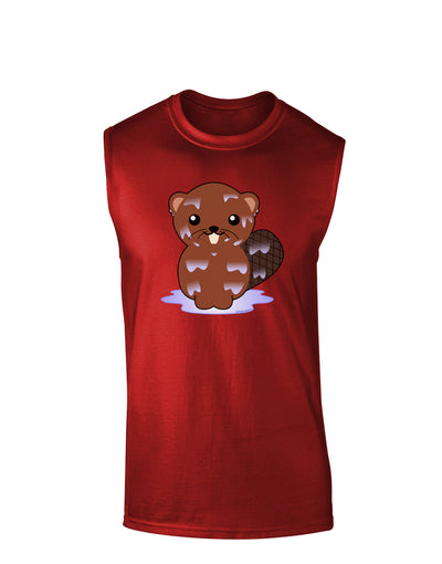 Cute Wet Beaver Dark Muscle Shirt-TooLoud-Red-Small-Davson Sales