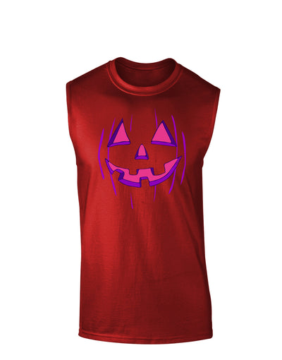 Halloween Glow Smiling Jack O Lantern Dark Muscle Shirt-TooLoud-Red-Small-Davson Sales