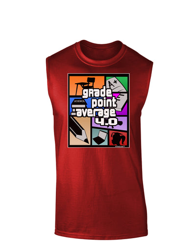 GPA 4 - Grade Point Average Dark Muscle Shirt-TooLoud-Red-Small-Davson Sales
