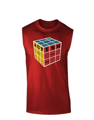 Autism Awareness - Cube Color Dark Muscle Shirt-TooLoud-Red-Small-Davson Sales