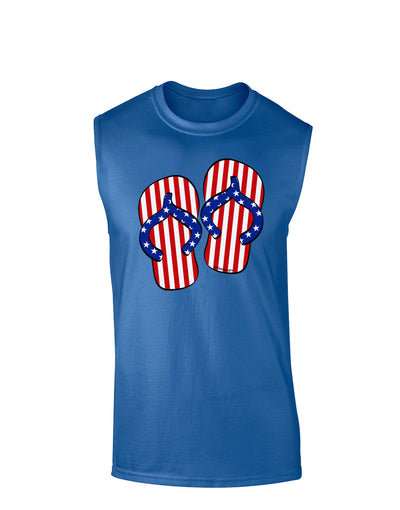 Stars and Stripes Flip Flops Dark Muscle Shirt-TooLoud-Royal Blue-Small-Davson Sales