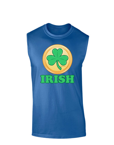 Shamrock Button - Irish Dark Muscle Shirt by TooLoud-TooLoud-Royal Blue-Small-Davson Sales