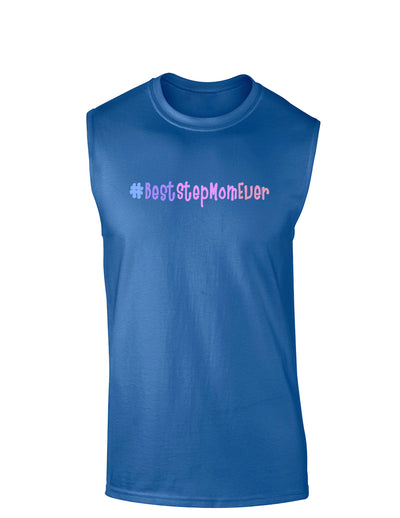 #BestStepMomEver Dark Muscle Shirt-TooLoud-Royal Blue-Small-Davson Sales