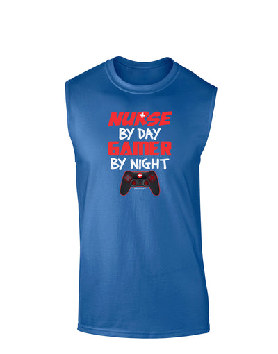 Nurse By Day Gamer By Night Dark Muscle Shirt-TooLoud-Royal Blue-Small-Davson Sales