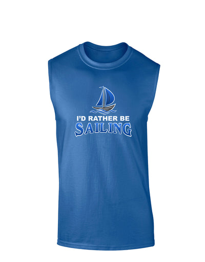I'd Rather Be Sailing Dark Muscle Shirt-TooLoud-Royal Blue-Small-Davson Sales