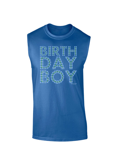 Birthday Boy - Blue and Green Dots Dark Muscle Shirt  by TooLoud