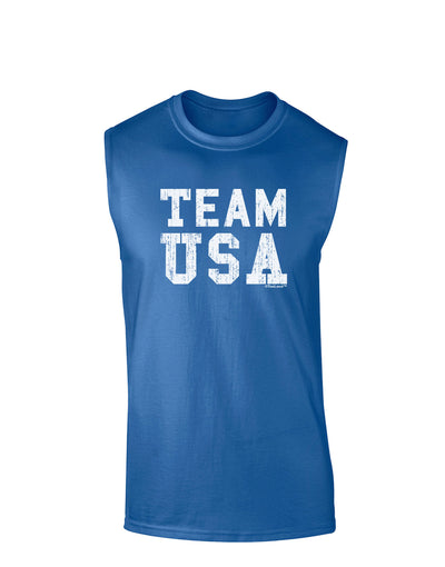 Team USA Distressed Text Dark Muscle Shirt-TooLoud-Royal Blue-Small-Davson Sales