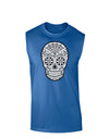 Version 10 Grayscale Day of the Dead Calavera Dark Muscle Shirt-TooLoud-Royal Blue-Small-Davson Sales